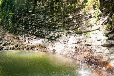 Scenic view of river amidst rocks