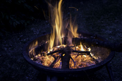 Close-up of fire at night