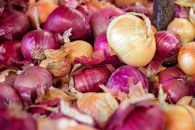 Full frame shot of onions for sale at market stall