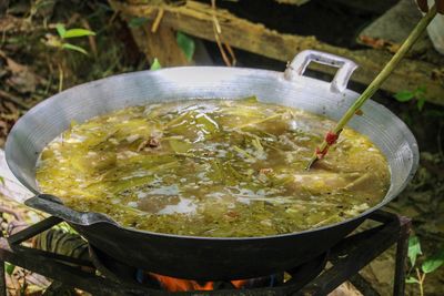 High angle view of food in container