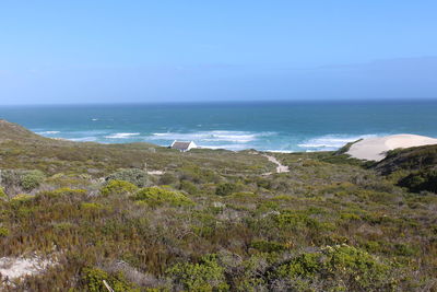 Scenic view of sea against clear sky