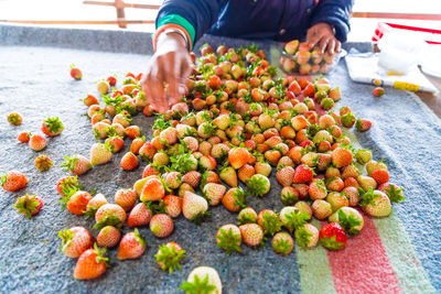 Midsection of person with vegetables