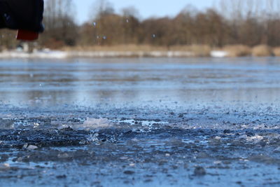 Scenic view of wet land during winter