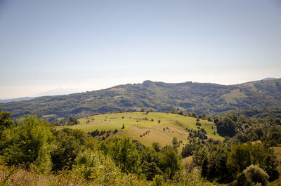 Scenic view of mountains against clear sky