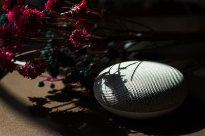 Close-up of illuminated ball on table