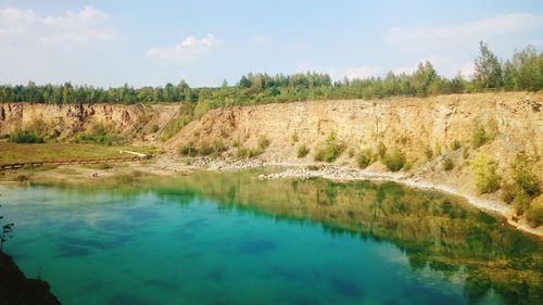 Scenic view of lake against sky