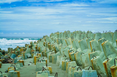 Panoramic view of sea shore against sky