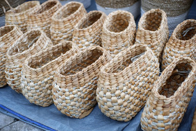 High angle view of ropes in market