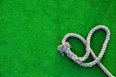 Close-up of a rope on green surface