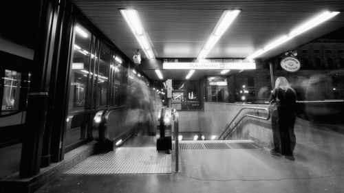 Blurred motion of train at subway station