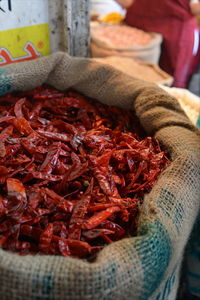 Close-up of red chili peppers