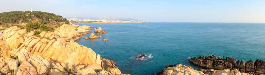 High angle view of sea against sky