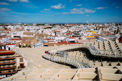 High angle view of townscape against sky