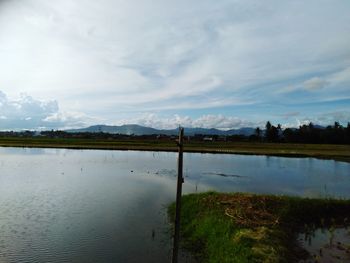 Scenic view of lake against sky