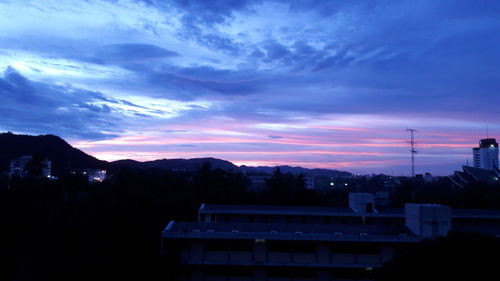 Scenic view of mountains at sunset