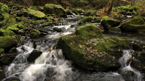 Scenic view of river flowing through rocks
