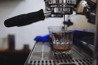 Close-up of coffee cup on table