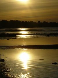 Scenic view of sunset over river