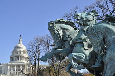 Low angle view of statue of building