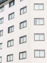 Close-up of the facade of a white building with windows. hospital building.