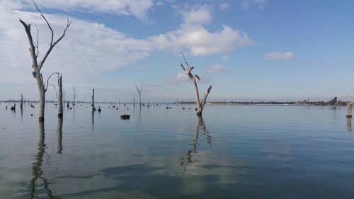 Scenic view of lake against sky