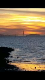 Scenic view of sea at sunset