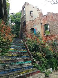 Low angle view of staircase against building