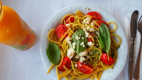 Close-up of salad in plate on table