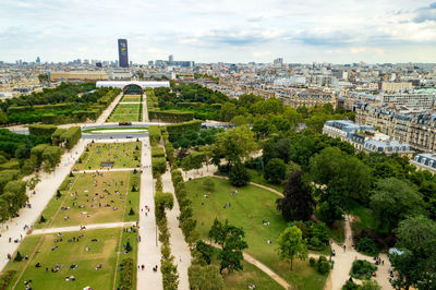 Paris, france, september 2021. areal city landscape seen from the eiffel tower.