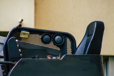 Close-up of camera on table