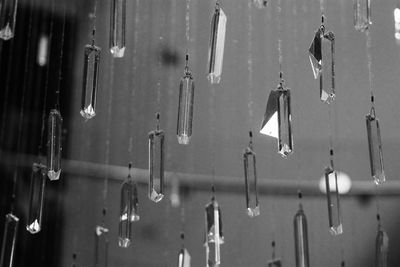 Close-up of hanging water