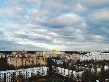 High angle view of townscape against sky