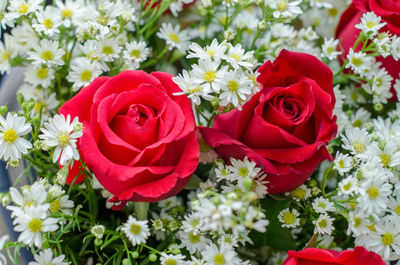 High angle view of rose bouquet