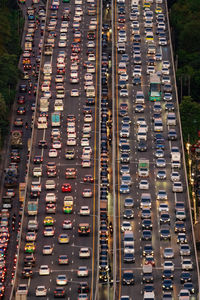 High angle view of traffic on road