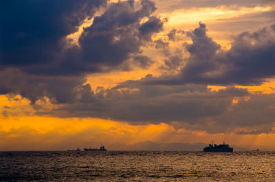 Scenic view of sea against sky during sunset