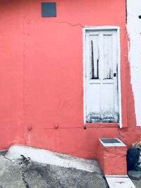 Closed door of building