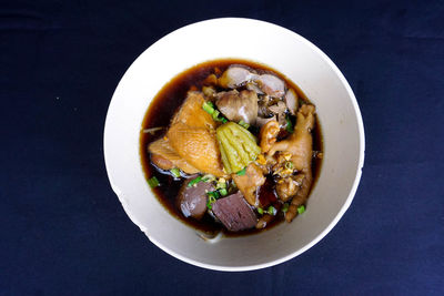 High angle view of meal served in bowl