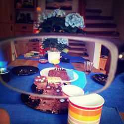 Close-up of coffee cup on table