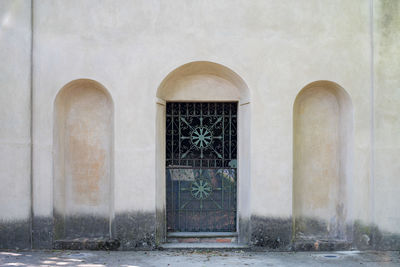 Closed door of old building