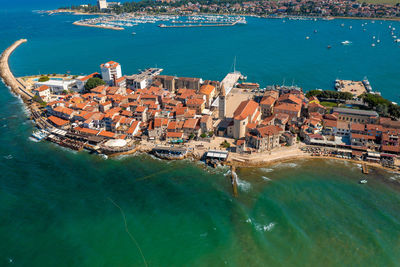 Aerial photo of umag town, istra, croatia