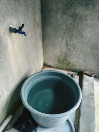 High angle view of woman in bathtub