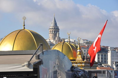 Panoramic view of buildings in city against sky