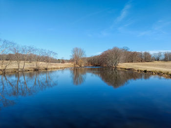 Scenic view of lake against clear sky