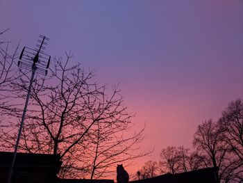 Low angle view of silhouette bare tree against sky during sunset