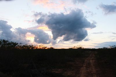 Scenic view of field against sky during sunset