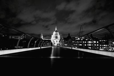 View of suspension bridge at night