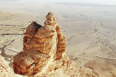 High angle view of rock on beach