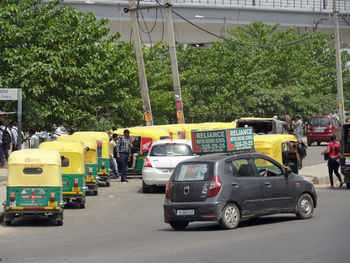 Vehicles on road in city