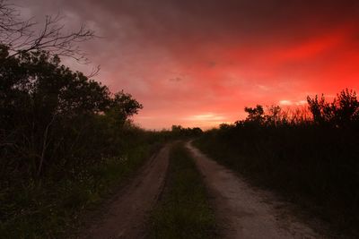 Country road at sunset