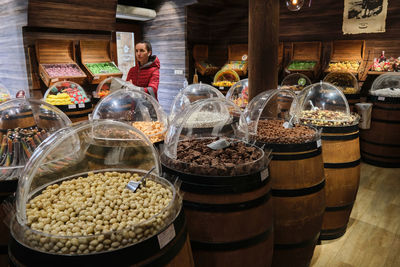 High angle view of food for sale